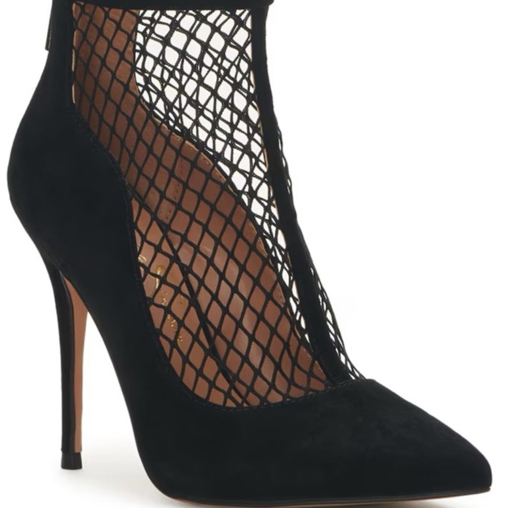 Jessica Simpson Black Mesh Heeled Pumps
